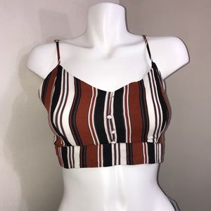 U2B Warm Toned Striped Ribbed Tank Style Crop Top